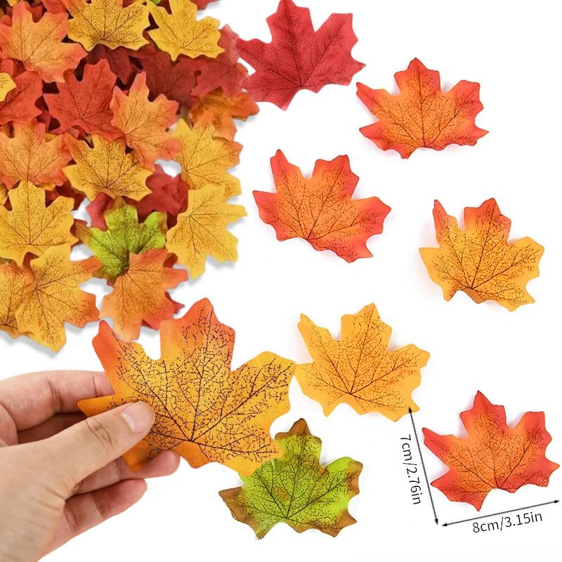 

50-500PCS Artificial Maple Leaves Assorted Colors,Home Fall Decor Maple Leaf for Halloween Thanksgiving Day Wedding Party Crafts 50PCS