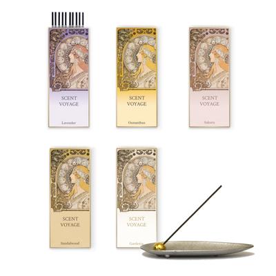 Incense 5 Flavors Including Incense Holder Light Aromatherapy Assortment by SCENT VOYAGE Set Osmanthus, Included, Smoke,