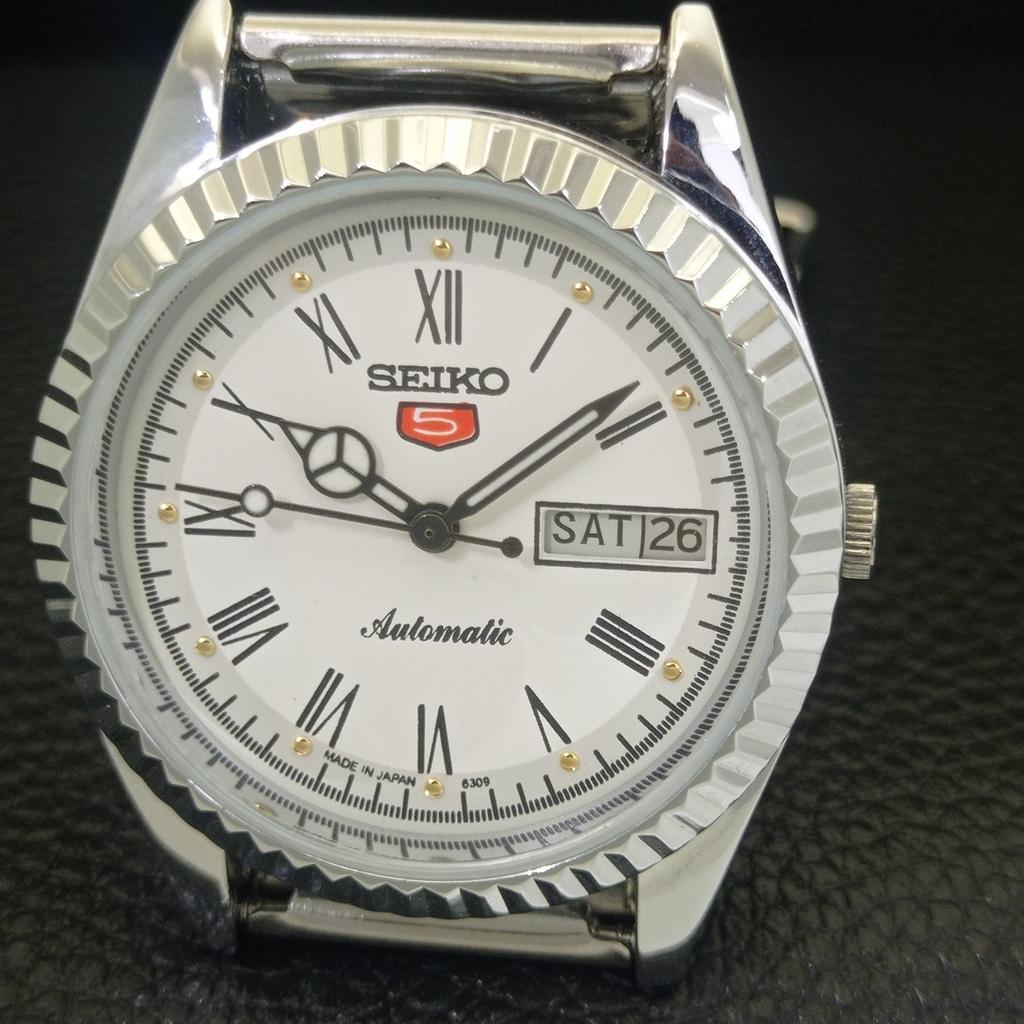 JAPAN VINTAGE REFURBISHED SEIKO 5 AUTOMATIC MENS ROMAN FIGURE WATCH a442051-a