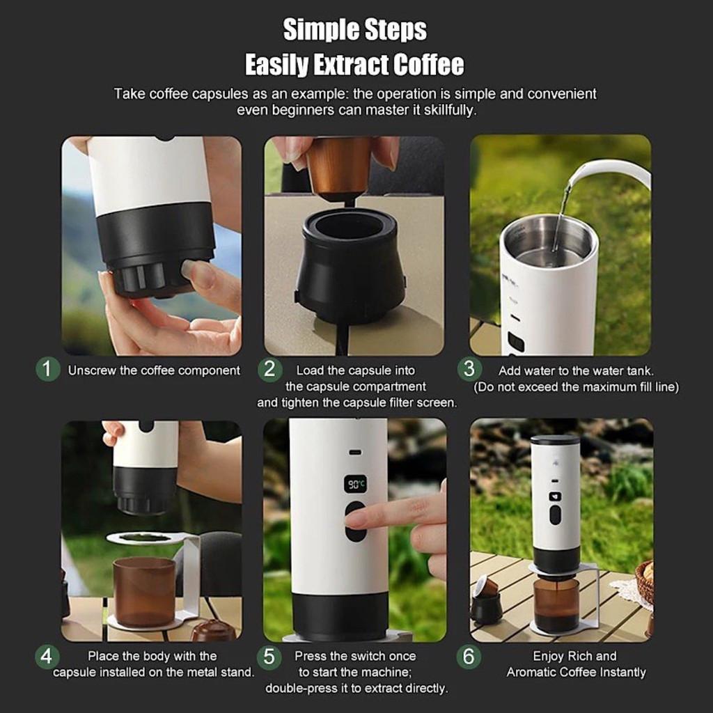 3-in-1 Wireless Portable Espresso Coffee Maker 15Bar Ground & Capsule Compatible Espresso Machine Hot & Cold Brew Coffee Machine