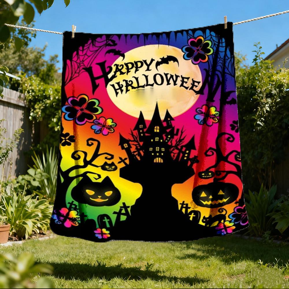 1pc Halloween Decorations Throw Blanket Polyester Fiber, Lightweight Flannel, Soft & Warm, All Season Use for Outdoor, Camping Digital Print