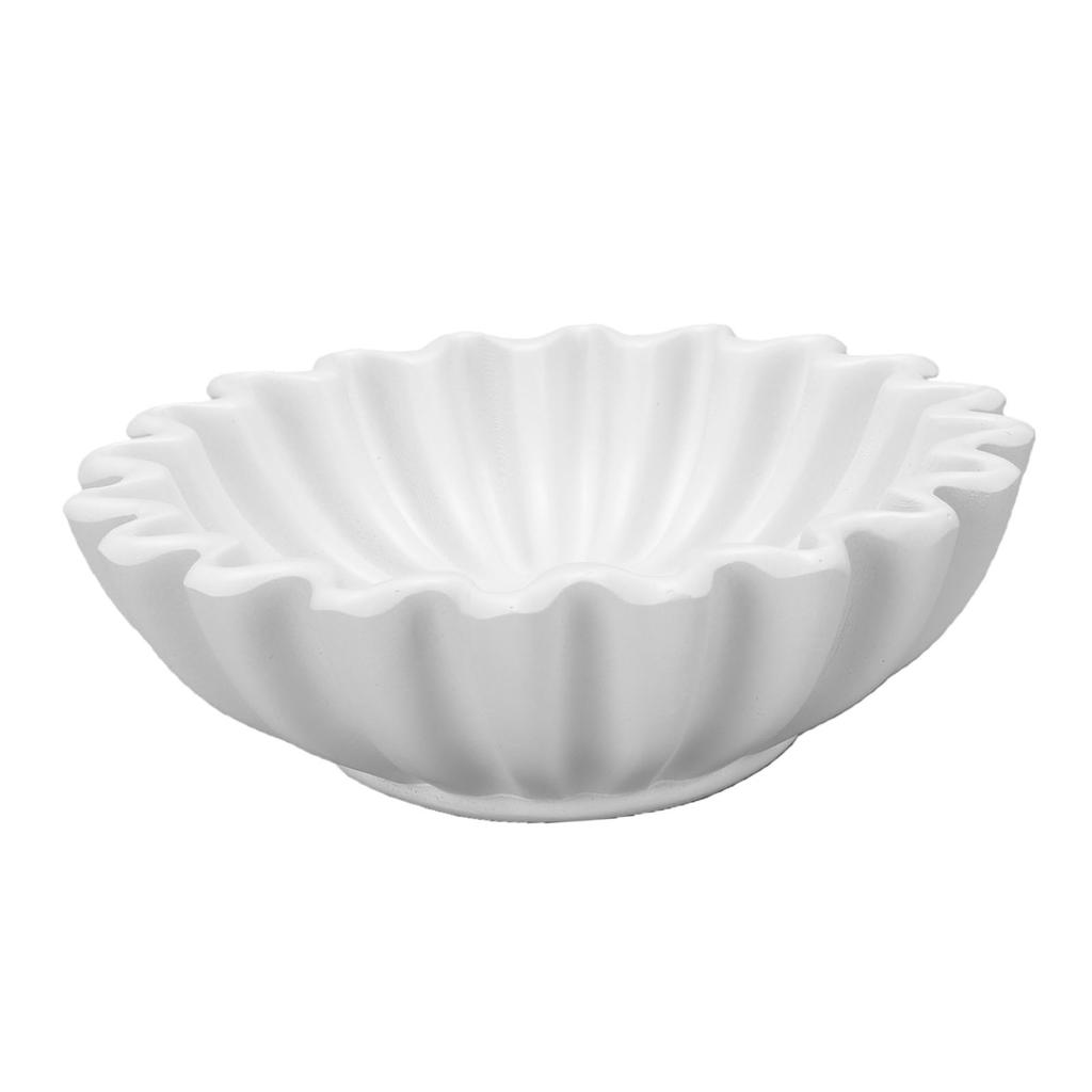 White Resin Decorative Bowl Handcrafted Ruffle Fluted Bowl Scalloped Bowl Modern Home Decor S