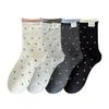 Ladies Spring and Autumn Trend Soft Cotton Versatile Crimped Cloth Standard Pockdot College Wind Tube Pile Socks