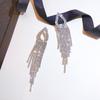 S925 Silver Teardrop Diamond Tassel Dangle Earrings - Korean Fashion, Celebrity Style for Women