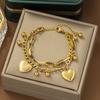 Yicen European & American Double-Layer Heart Bracelet - Stainless Steel Fashion Jewelry Trendy Accessory.