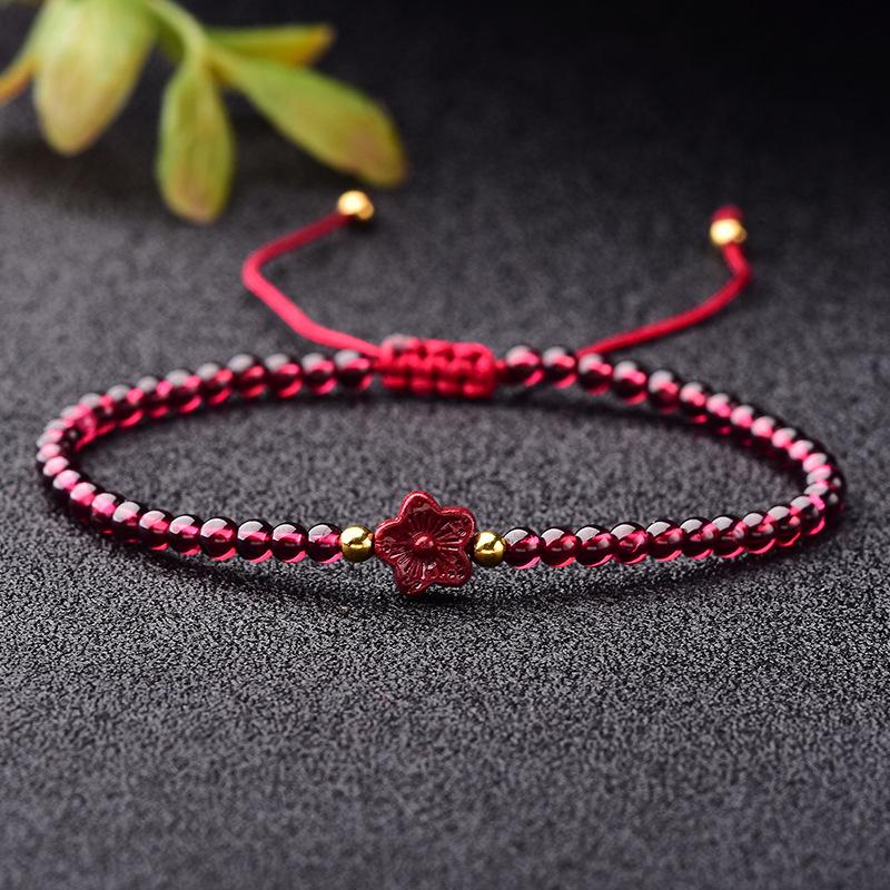 7A Natural Garnet Cinnabar Pi Xiu Women's Bracelet with Raw Ore Purple Gold Sand Elements