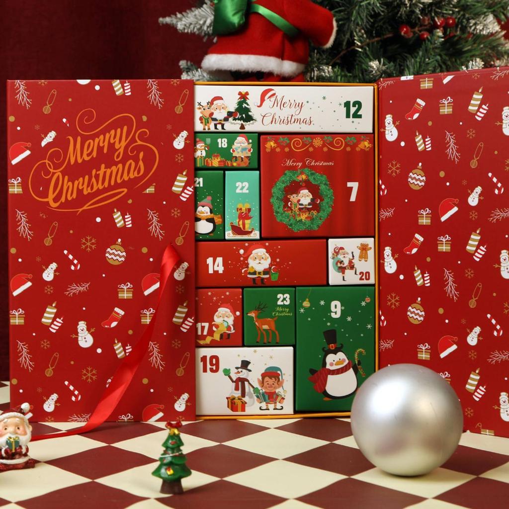 Blank Cardboard Advent Calendar Boxes - 24 Days Foldable DIY Christmas Countdown Calendar for Kids to Fill with Candy, Toys