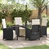 vidaXL 5-Piece Garden Dining Set with Cushions Black Poly Rattan 3380305
