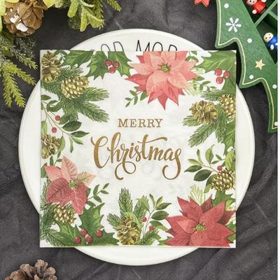 20pcs/Pac 33*33cm 2-Ply Disposable Party Napkin Christmas Pattern