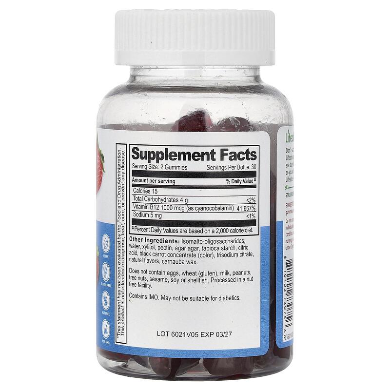 Vitamin B12 Gummies, Sugar Free, Strawberry, 60 Gummies (500 Mcg Per Gummy)