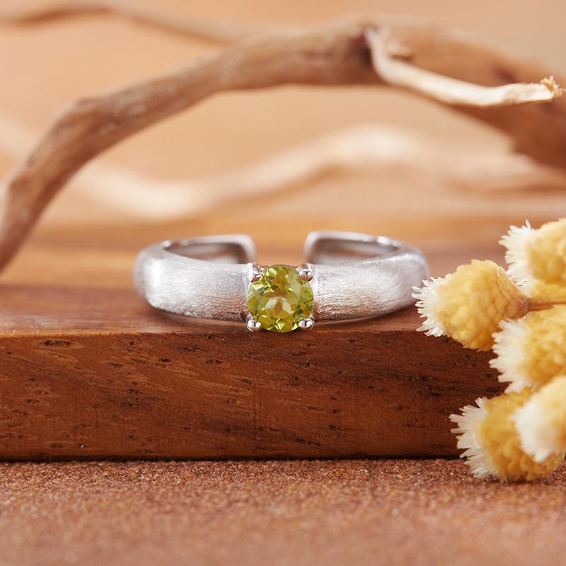 Natural Color Treasure Amethyst Citrine Ring Women'S S925 Sterling Silver Garnet Topa Peridot Index Finger Ring