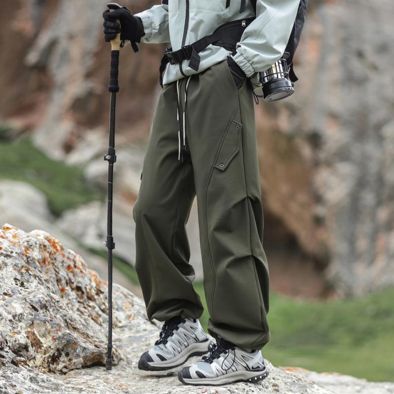 Мужские осенние функциональные однотонные повседневные рабочие брюки - Ретро стиль ветровки 2025. Large