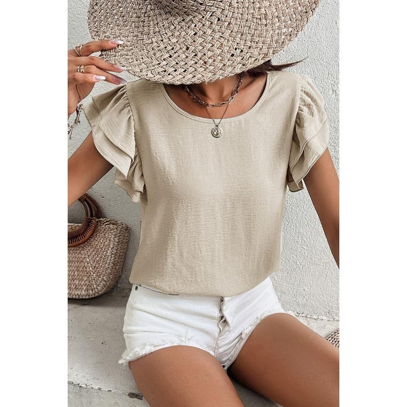 Summer Pullover Short-sleeved Women's Fashion Round Neck Short-sleeved T-shirt