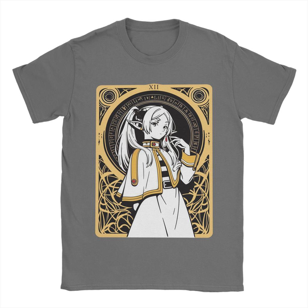 Męskie Koszulki Frieren Beyond Journey's End Anime Koszulki z Czystej Bawełny z Krótkim Rękawem Sousou No Frieren Koszulki z Okrągłym Dekoltem Odzież