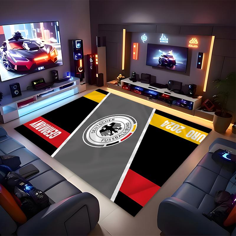 1pc Football Club Logo Print Area Rug - Soft, Washable Non-Slip Indoor Mat for Office Chairs, Living Room, Home Office Decorative Rug