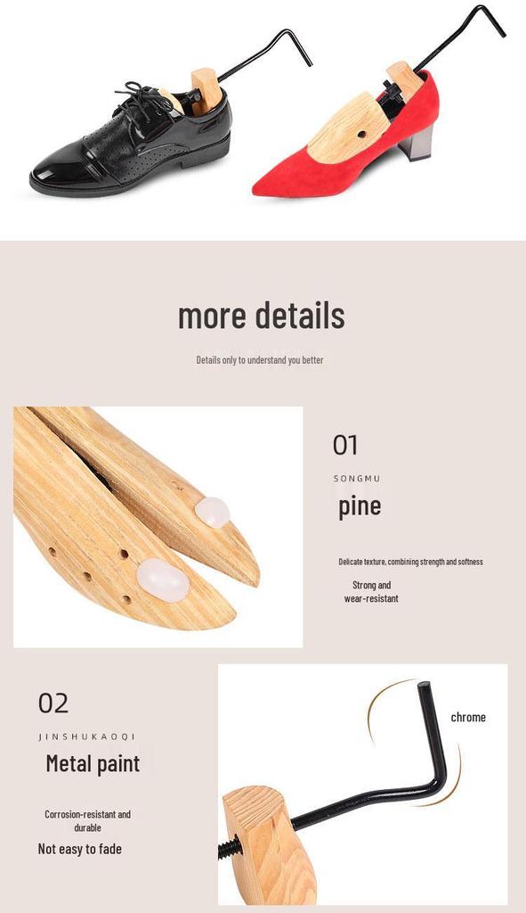 Adjustable Pine Wood Shoe Stretcher for Men & Women - High & Flat Heel