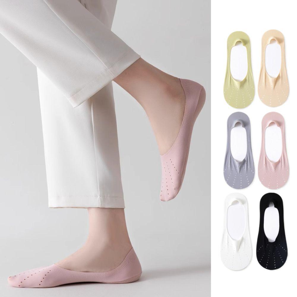 6Pairs Solid Color Invisible Short Socks Mesh Summer Thin Socks Fashion Ice Silk Boat Socks  Summer