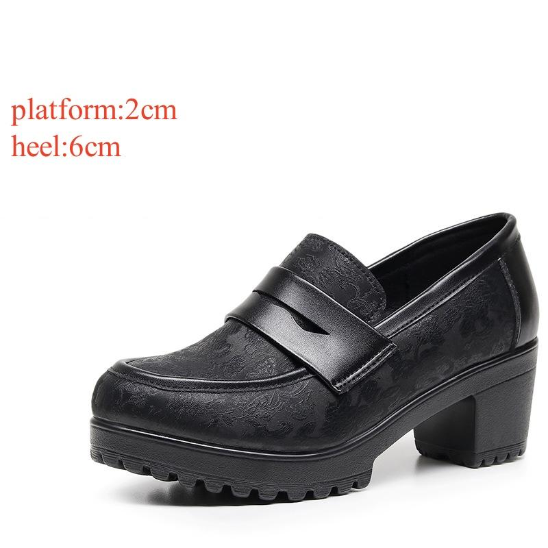 6 см Маленький размер 32-43 Винтажные лоферы из коровьей кожи Женские туфли-лодочки на платформе 2025 Блочный средний каблук Обувь для офиса Мамы Работа Ежедневно 32 4654₽
