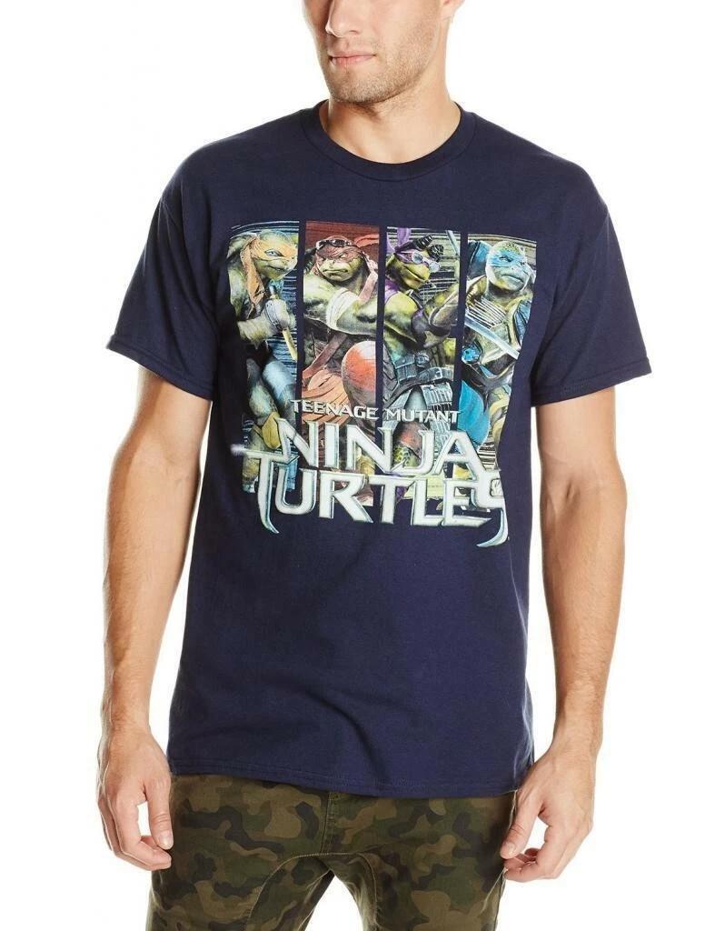

Teenage Mutant Ninja Turtles Mens 2014 Movie Panel Navy Blue Shirt New M, L, XL 3XL
