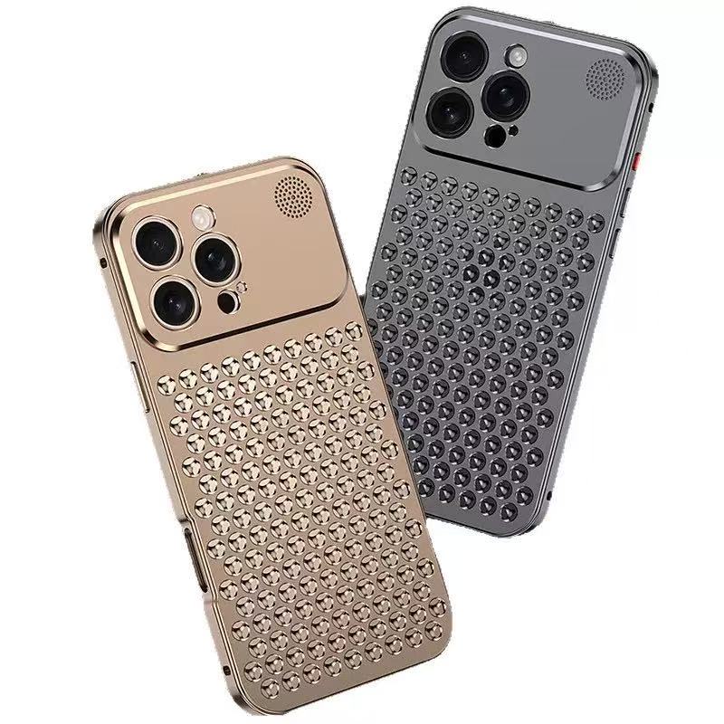 Luxury Aluminum Alloy Heat Dissipation Metal Case For iPhone 17 16 15 14 13 Pro Max Breathable Mesh Fragrance Aromatherapy Cover