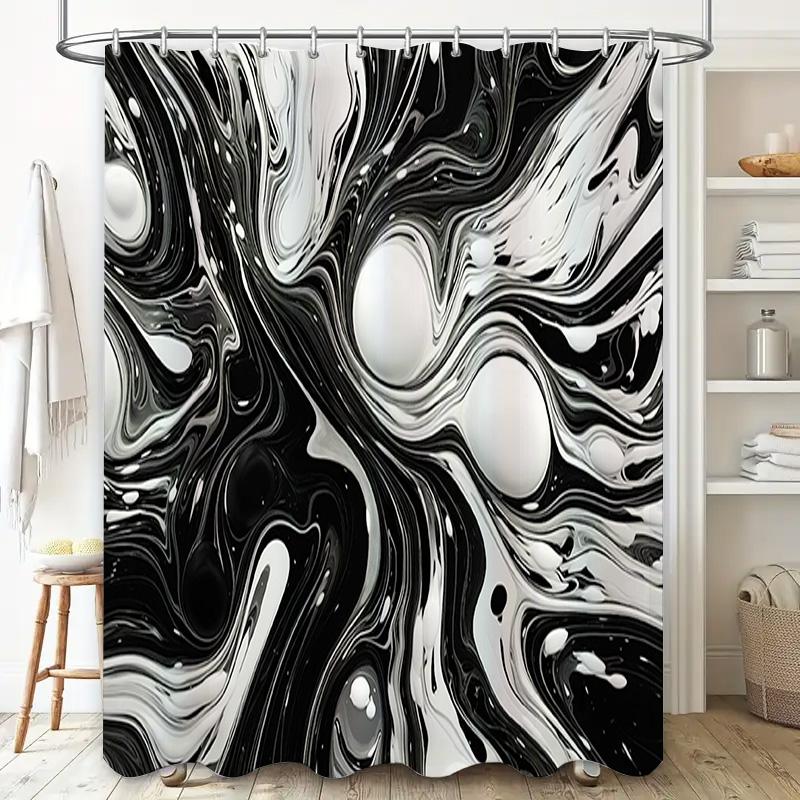 Black White Modern Shower Curtain Plastic Waterproof Bathtub Decoration Home Bathroom Decor