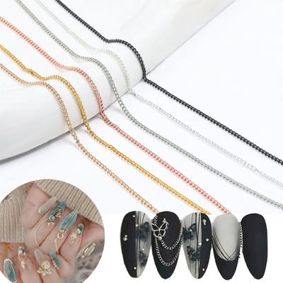 1 Box Metal Exquisite Nail Manicure Art Decoration DIY Chain Accessories Colorful Chain Nail