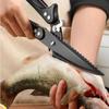 Kitchen Scissors Black Titanium Stainless Steel Strong Chicken Bone Shears Household Chicken Duck Goose Bone Scissors