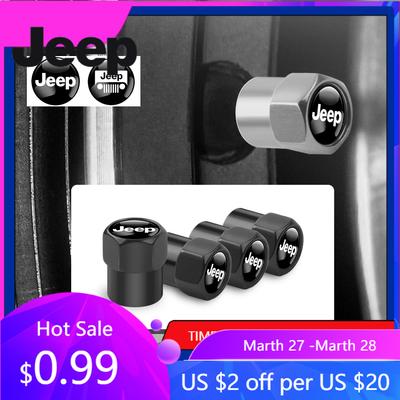 Pour Jeep 4 Pièces Bouchons d'Air de Valve de Pneu de Voiture Couvercle Anti-vol Hermétique Pour Jeep Renegade Compass Wrangler JK Grand Cherokee Rub