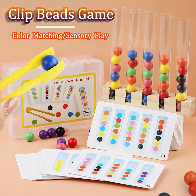 Brinquedos Brinquedos Educativos Treino de Motricidade Fina Montessori Clipe de Tubo de Ensaio de Madeira Contas Combinação de Cores Jogos Sensoriais Para Crianças Crianças