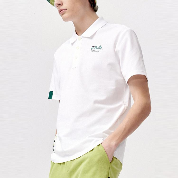 FILA Fusion Lifestyle Logo Casual Sports Polo Shirt Men tops White T11M123101FWT