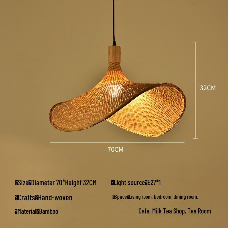 Bamboo Rattan Pendant Lamp: New Chinese & Japanese Style Zen Lighting for Tea Room & Dining, Antique Lantern Design.