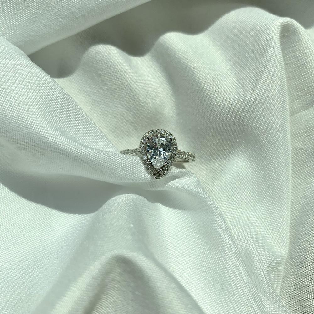 Tancise Women Classic 925 Sterling Silver  Zircon Ring Ladies Jewelry Wedding Promise Party Gift