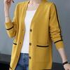 Women's Spring Autumn Outwear Cardigan Mid Length Loose Knitted Sweater Coat Knitwears Jacket