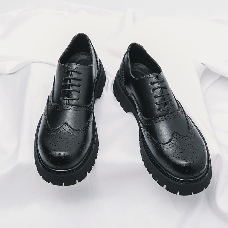 Leather Shoes Patent Leather Shoes Thick Soles Waterproof Oxford Shoes Business Fashion Lace Up Shoes Homme Zapatos De Hombre