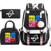 3 Piece School Backpack Set for Students Large Capacity Oxford Cloth Schoolbag with Shoulder Strap and Pencil Case