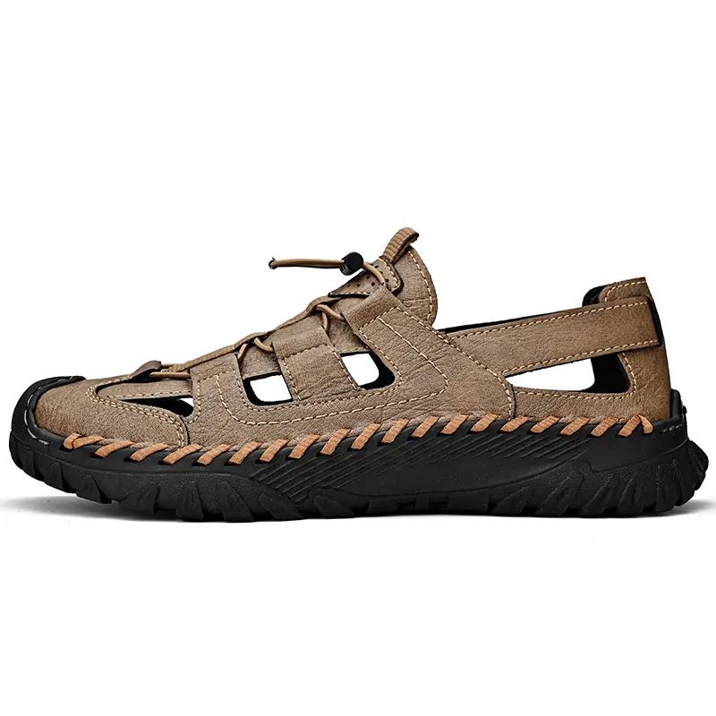 

Summer Sewing Sandals Men Fashion Lightweight Elastic Band Hollow Out Soft Bottom Shoes Sandalias De Verano Para Hombres 38 коричневый