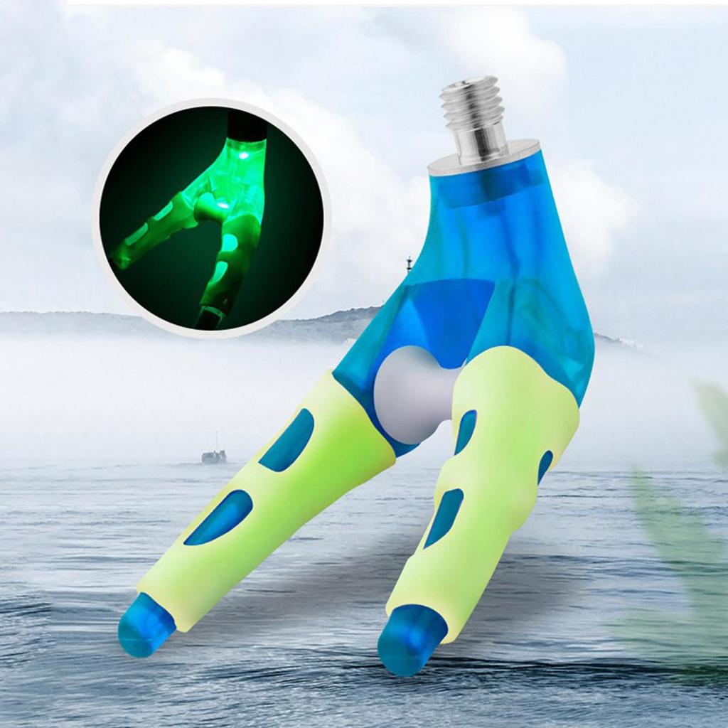 Fishing Rod Rest Head Front Fork Rods Rack V Holder Carp Pole Rest Butt Support Silica Gel Grippers Night Light Pole Holder Head