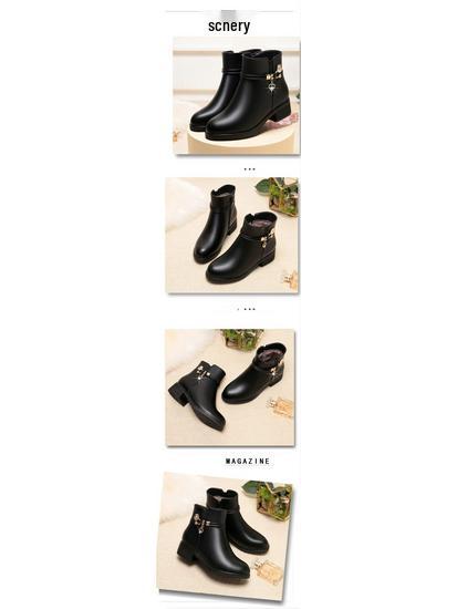 Mom's Soft Leather Cotton Shoes: Cozy Velvet-Lined Winter Boots for Women, Ideal for Middle-Aged and Elderly.