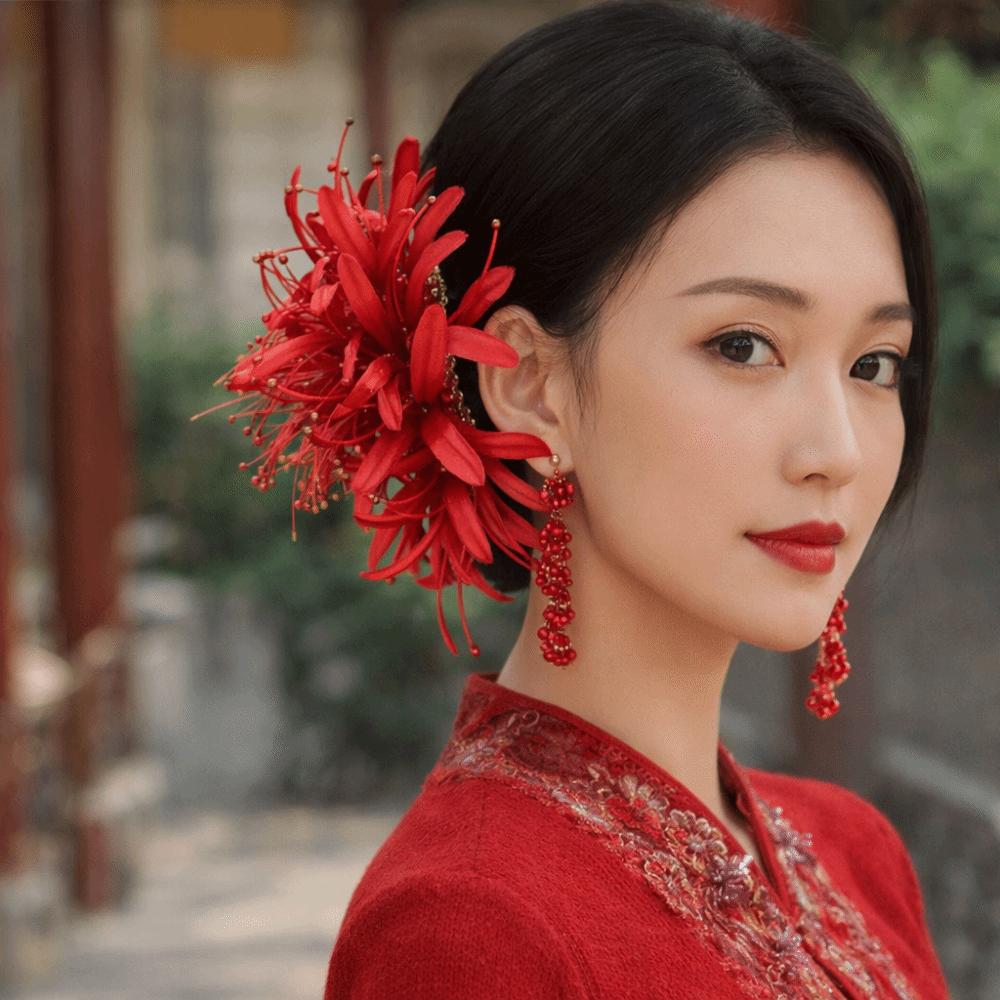Large Flower Hair Stick Bohemian Thai Hair Fork Sweet Simulation Flower Hairpins Daily