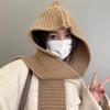 Scarf Integrated Warm Autumn And Winter Hooded Shawl Hat Dual-Purpose Knitted Scarf Wool Hat