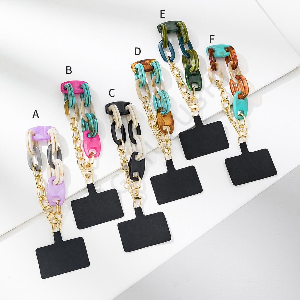 Retro acrylic mixed gold thick chain trendy versatile mobile phone lanyard style simple exquisite fashion mobile phone lanyard