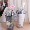 Silicone Begonia Flower Straw Topper Dust-Proof Straw Tips Cherry Blossoms Straw Cover  Party