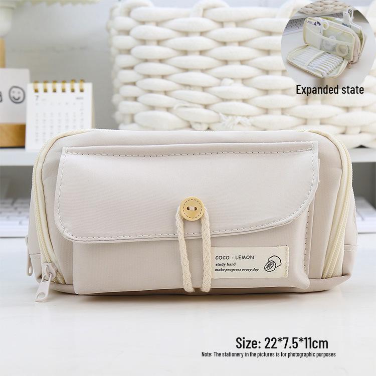 Japanese Style Cotton Rope Pencil Case - Large Capacity for Junior & Senior High School Students