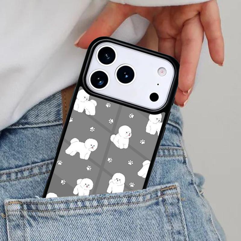 Cute Cartoon Bichon Frise Phone Case for iPhone 16e 15 14 13 12 17 Pro Max Plus Air 17pro Cover Coque