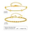 18K PVD Gold Plated Chain Bracelet Set, Adjustable Cuban Link Twist Rope Paperclip Bracelet for Women Vacation Jewelry