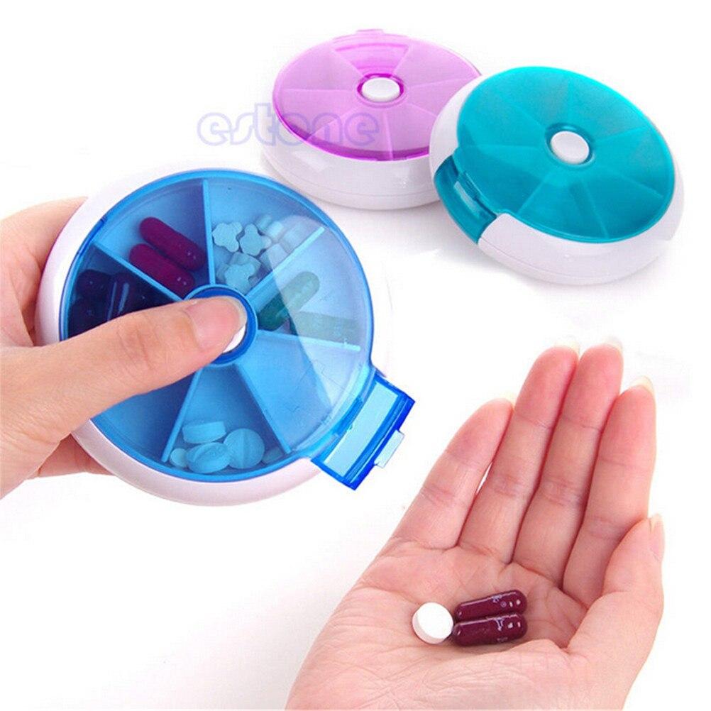 Wöchentlich rotierende Pillenbox, Reise-Pillenetui, Splitter-Organizer, Medizinbox, 7-Tage-Tablettenbehälter, Pastillero
