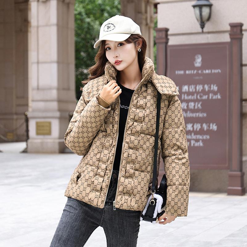 Women's stand-up collar hooded windproof fluffy warm cold loose short casual sports jacket high quality fabric cotton coat jacket