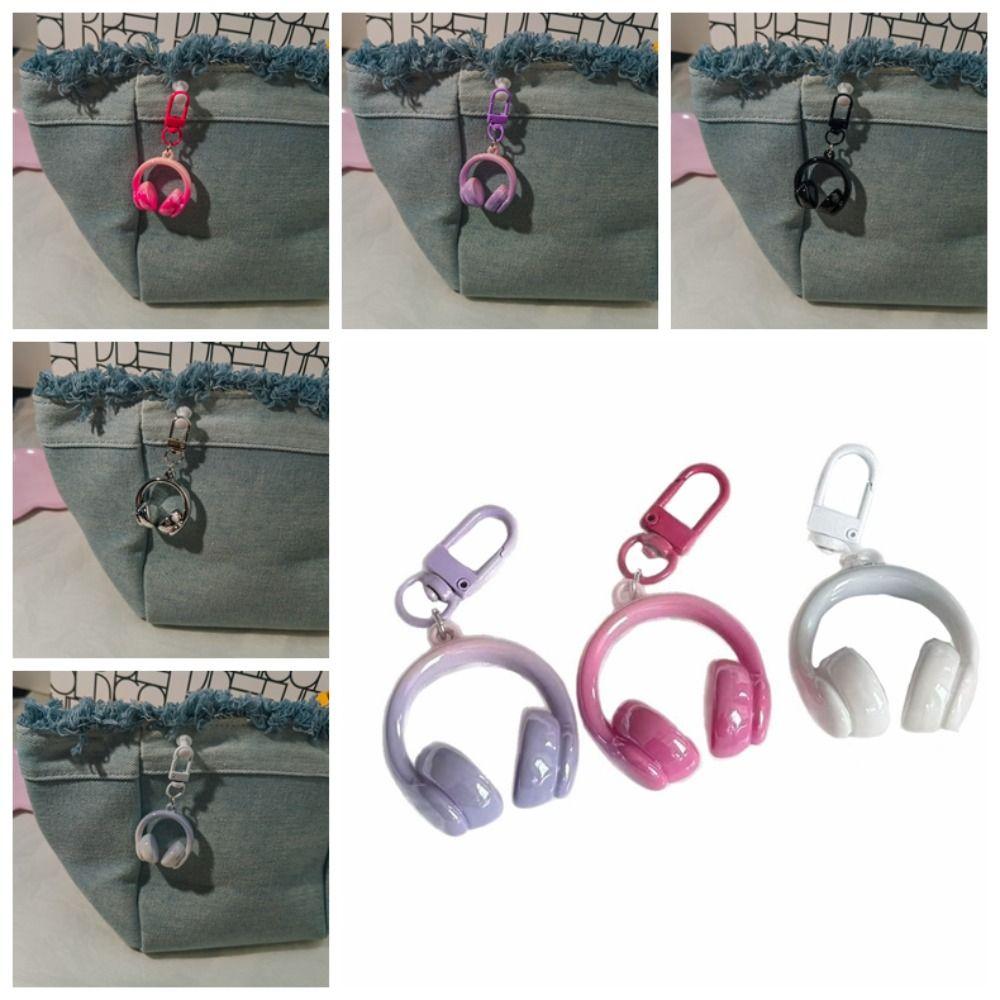 5Pcs Funny Headset Shape Keychain Colorful Car Key Ring Mini Earphone Shape Pendant  Bag Decoration