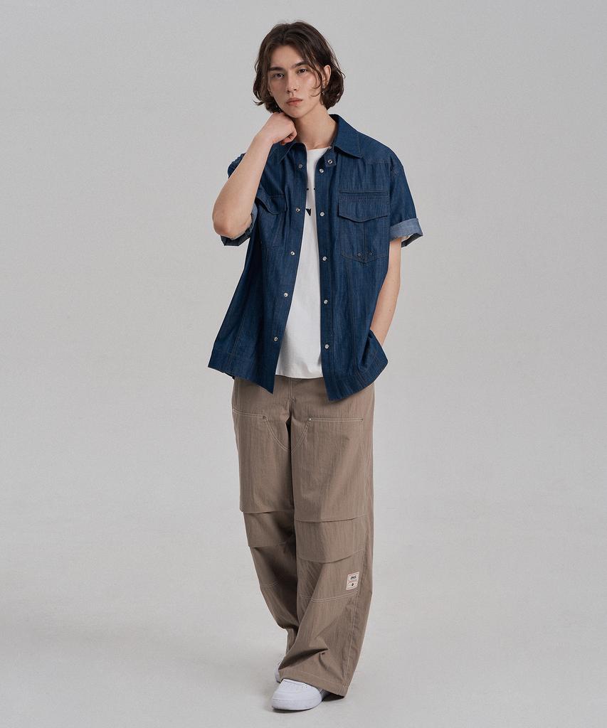 Jenyujeu Stitch Liner Parachute Pants - Khaki