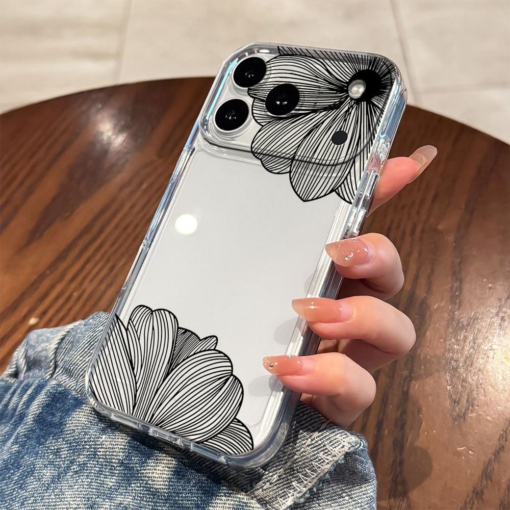 Transparent Clear Lavender Phone Case For Apple Iphone 17 Pro Max 16 15 14 Plus 17Air Rose Flower Oil Painting Shockproof Cover